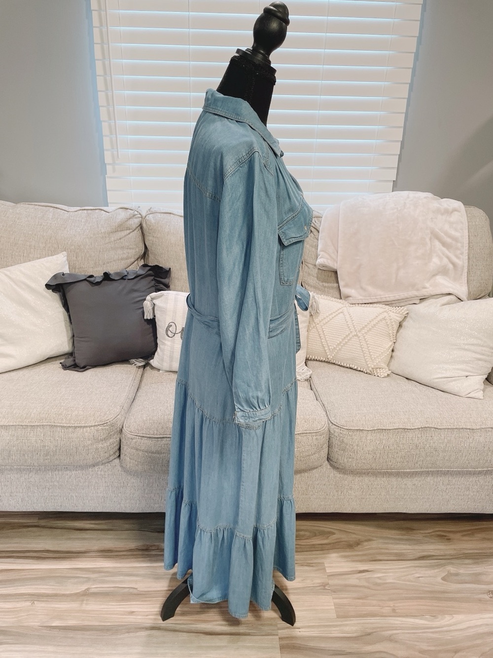 Nurture By Westbound Blue Denim Midi Dress Size Large - Picture 3 of 9